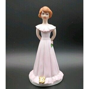 Vintage Enesco Growing Up Birthday Girls Age 13 Brunette Porcelain Figurine 6"